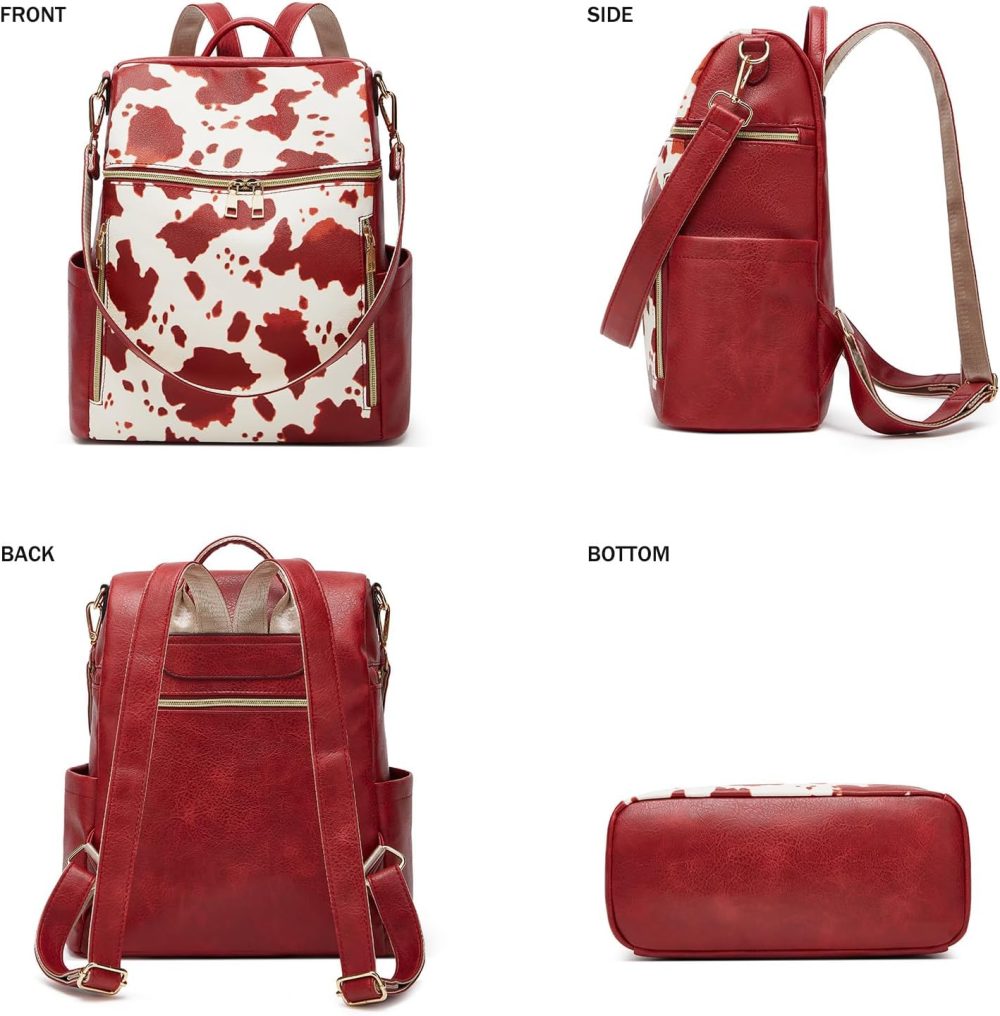 Makes Backpack Purse for Women PU Leather Travel Satchel Handbag Convertible Design Bag with Purse 2 Piece - Image 2