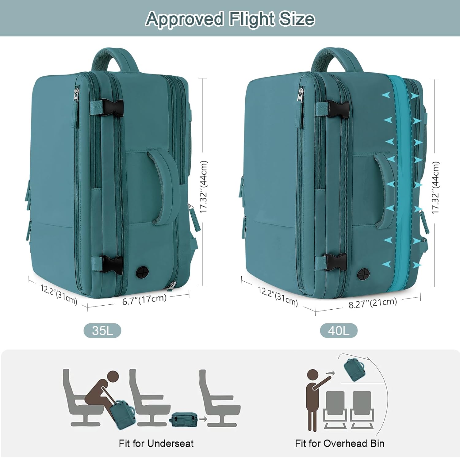 Travel Backpack for Men, 40L Carry On Backpack, 17 Inch Laptop Backpack, Waterproof Backpack, College Bookbag, Laptop Backpack, Backpack for Women, as Person Item Flight Approved - Image 2