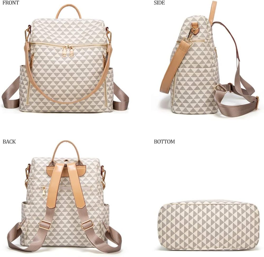 Makes Backpack Purse for Women PU Leather Travel Satchel Handbag Convertible Design Bag with Purse 2 Piece - Image 2