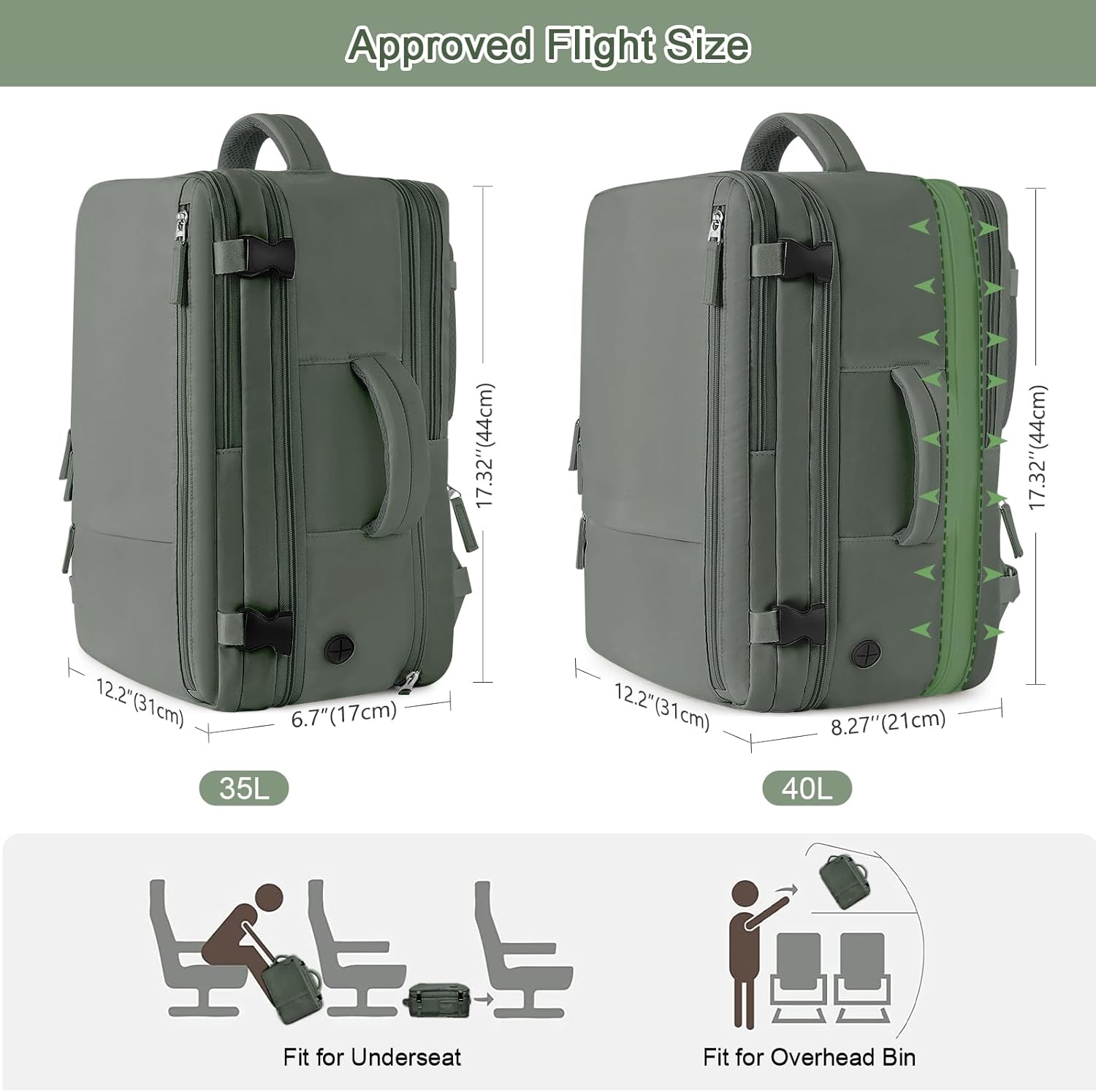 Large Expandable Travel Backpack for Men and Women, 17 Inch Laptop, Waterproof, Casual, College Bookbag, Backpack for Women, as Person Item Flight Approved - Image 2