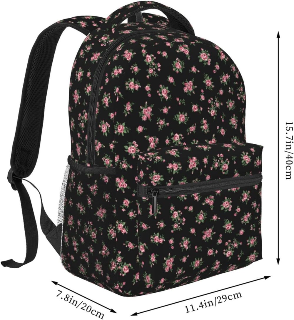 aesthetic backpack,floral backpack,coquette backpack,backpack for women,trendy backpack,black backpack,11.4 * 7.8 * 15.7 inches,07 - Image 2