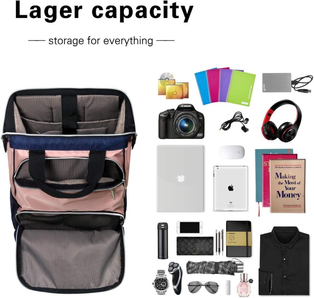 Laptop Backpack, Travel Backpack for Women, Pink Work Backpack (7651-BP) - Image 2
