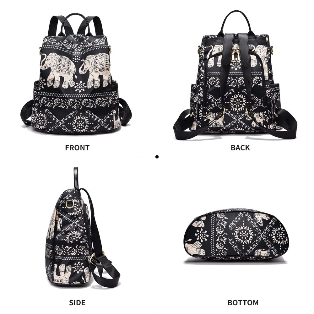 Women Backpack Purse Waterproof Nylon Anti-theft Rucksack Lightweight Shoulder Bag - Image 2