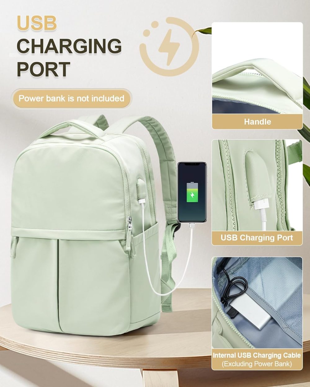 Laptop Backpack for Women  Gym Work Teacher Backpack for Men Lightweight Commuter Backpack with Laptop Compartment Large Travel Backpack Casual Daypack Backpacks Green - Image 2