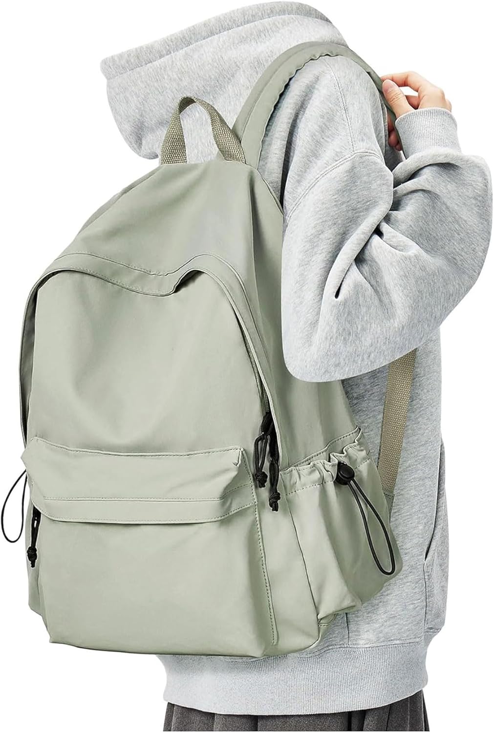 BJLFS Green School Backpack for Girls Water Resistant High School Book Bag Simple Backpack for Teens Boys Girls, Lightweight Simple Middle School Back Pack Daypack