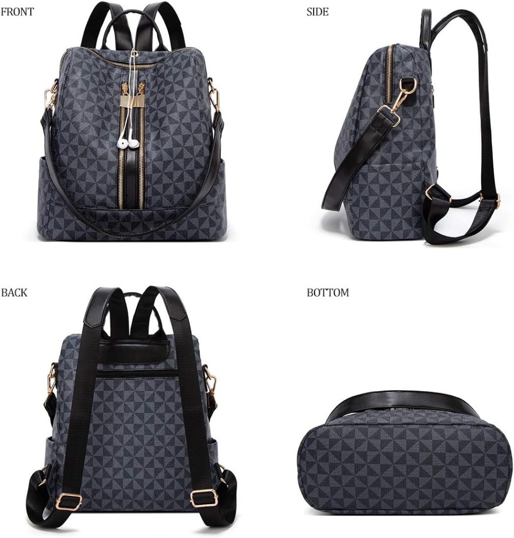 Makes Backpack Purse for Women PU Leather Travel Satchel Handbag Convertible Design Bag with Purse 2 Piece - Image 2