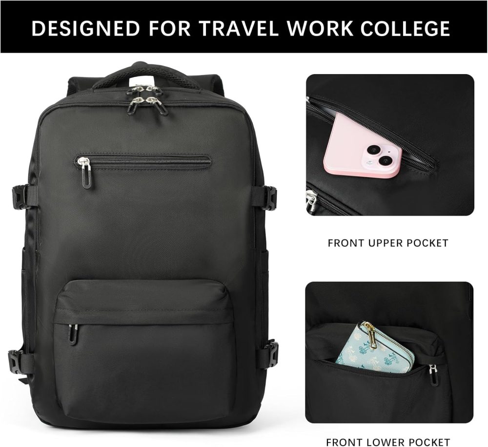 Travel Laptop Backpack, Airplane Approved Travel Backpack Suitcase For Men Women, Lightweight College High School 40L Luggage Bag 17inch College High School Laptop Backpack Gifts For Business - Image 2