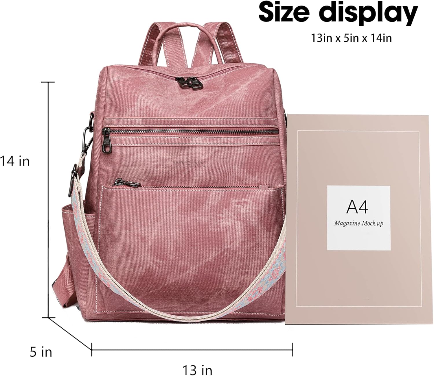 Backpack Purse for Women Leather Handbag Ladies Fashion Shoulder Bag Designer Convertible Travel Backpack Pink - Image 2