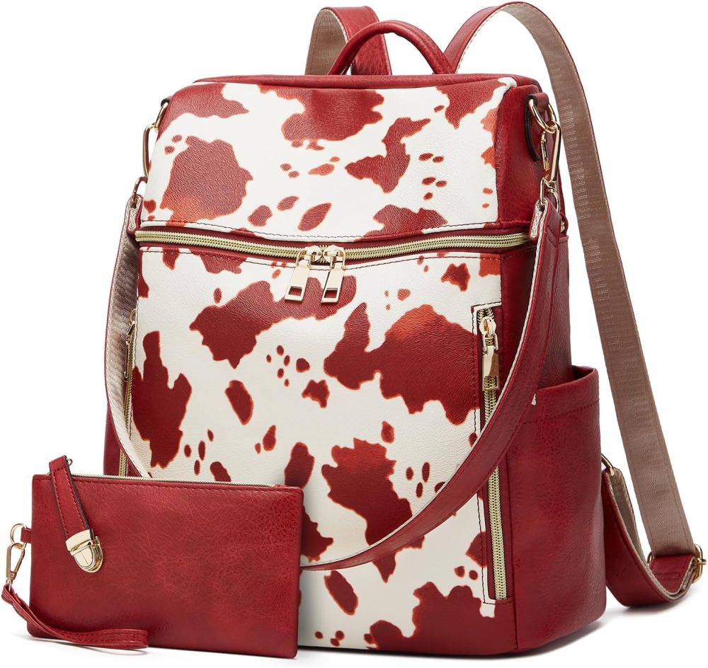 Makes Backpack Purse for Women PU Leather Travel Satchel Handbag Convertible Design Bag with Purse 2 Piece