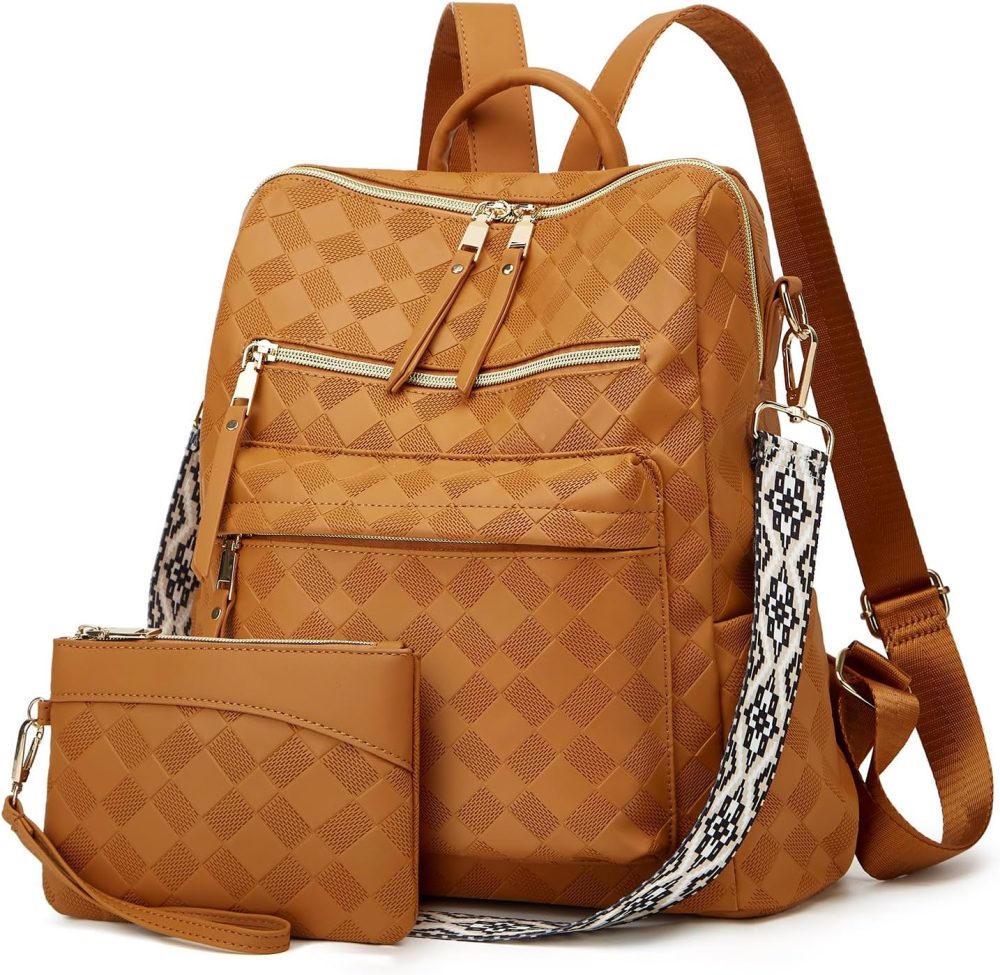 Makes Backpack Purse for Women PU Leather Travel Satchel Handbag Convertible Design Bag with Purse 2 Piece