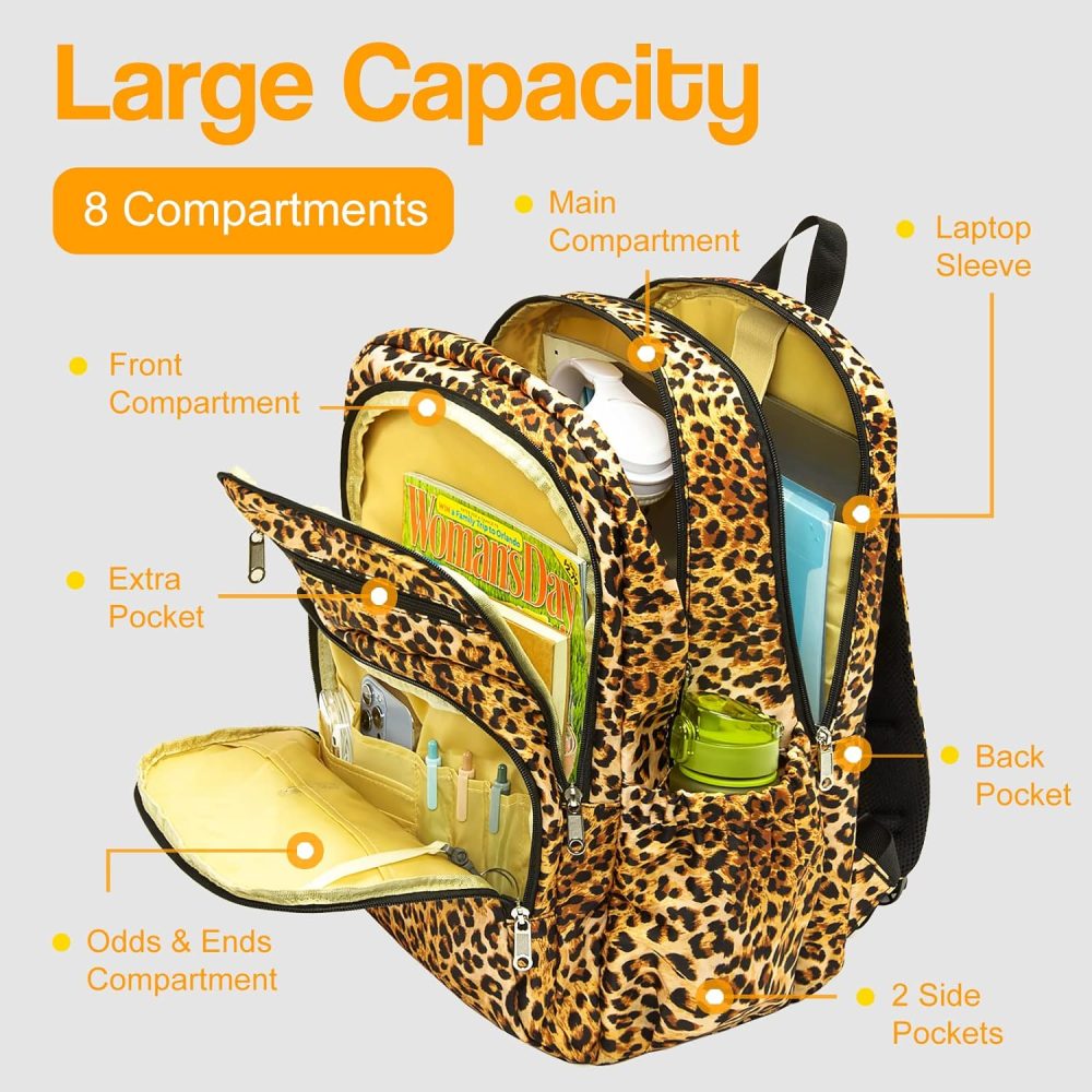 Women's Backpack Leopard Cheetah Print Travel Backpacks Fits 15.6 inch Laptop Water Resistant Carry On Overnight  Airplane Traveling Essentials Casual Daypack - Image 2