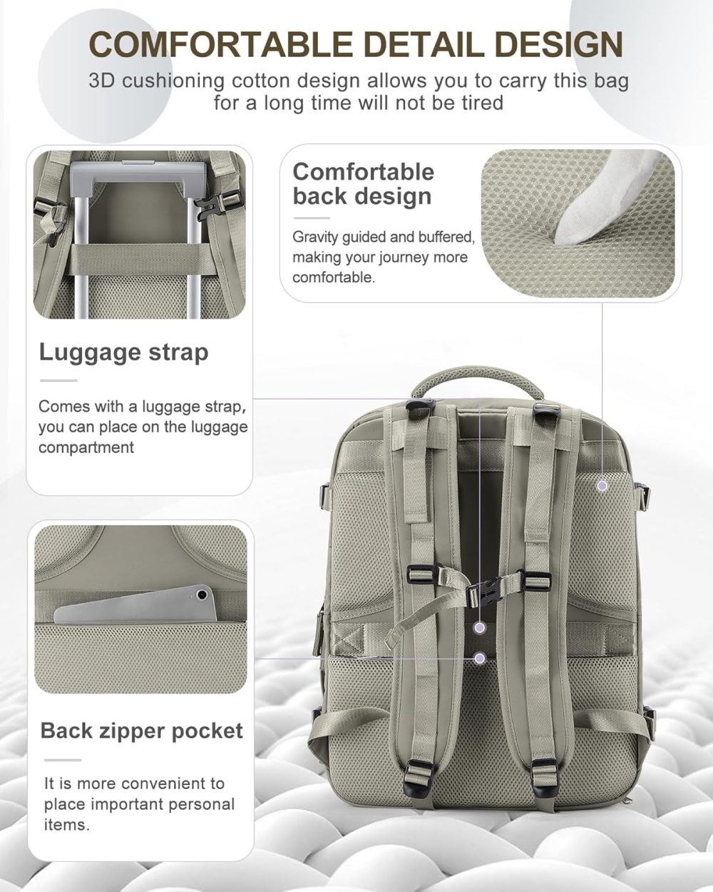 Large Travel Backpack Carry On for Women Man Waterproof Gym Backpack with Laptop Compartment  Teacher Personal Item Backpack Rucksack Airplane Accessories Must Haves(Brown) - Image 2